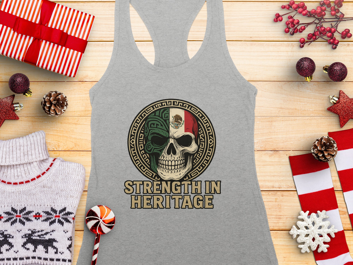 Strength in Heritage Skull Design Tank Top