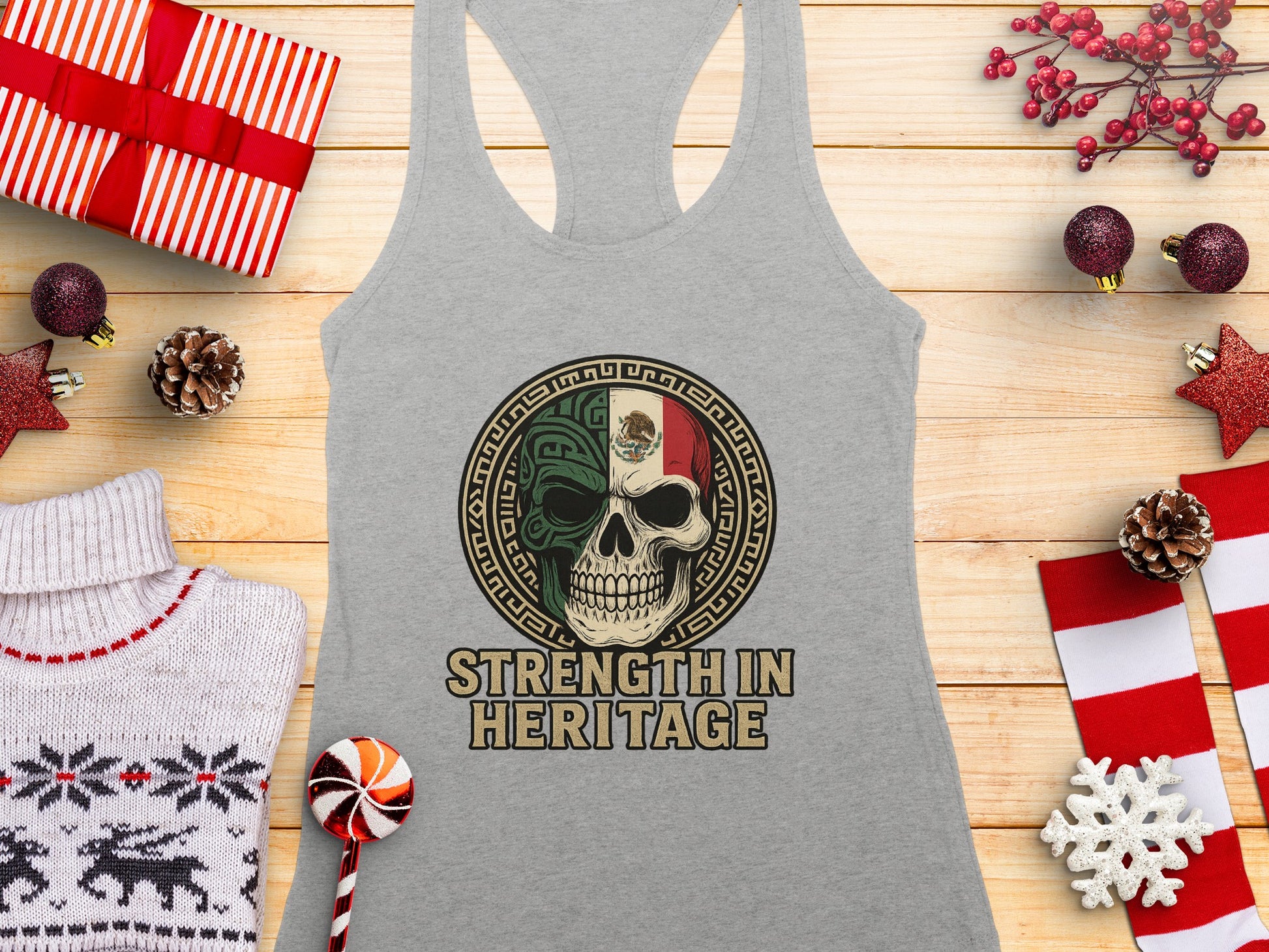 Strength in Heritage Skull Design Tank Top