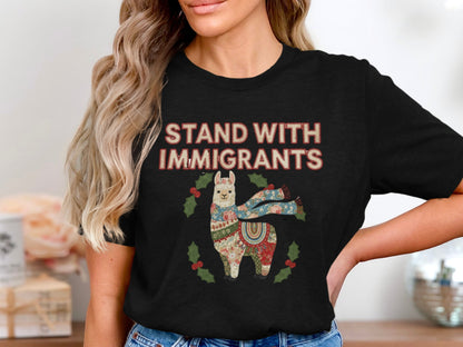 Stand With Immigrants Llama Graphic T-Shirt