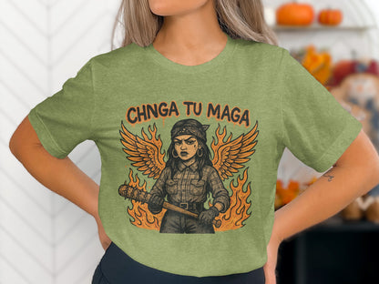 Chinga Tu Maga Graphic Winged Woman T-shirt product type