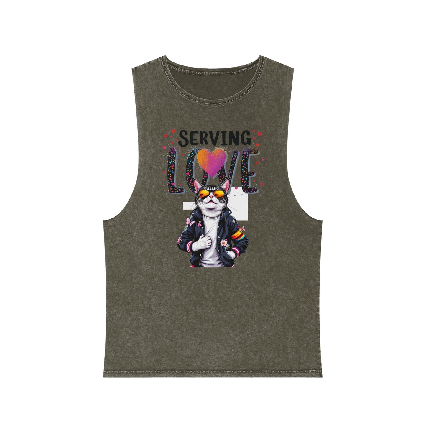 Serving Love Unisex Stonewash Tank Top - Trendy Summer Apparel for Warm Days