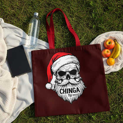 Santa Skull with Holiday Hat Tote Bag
