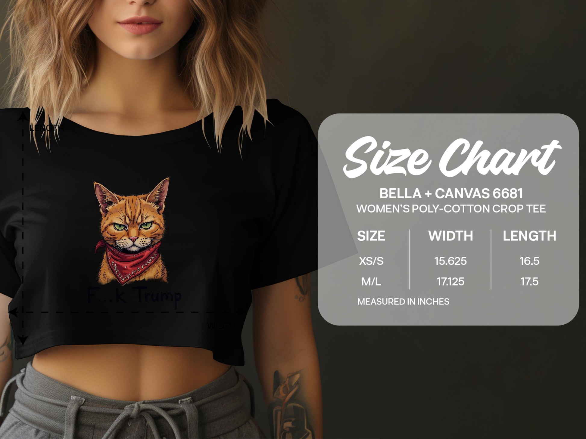 Cat with Bandana Bella Canvas 6681 Women's Crop product