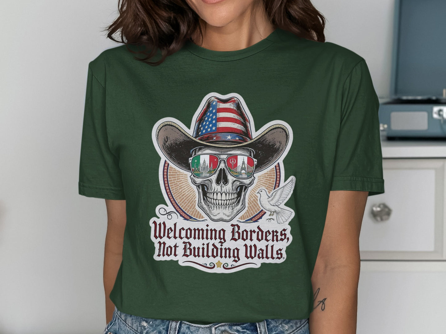 Patriotic Skull Cowboy Hat T-Shirt Product