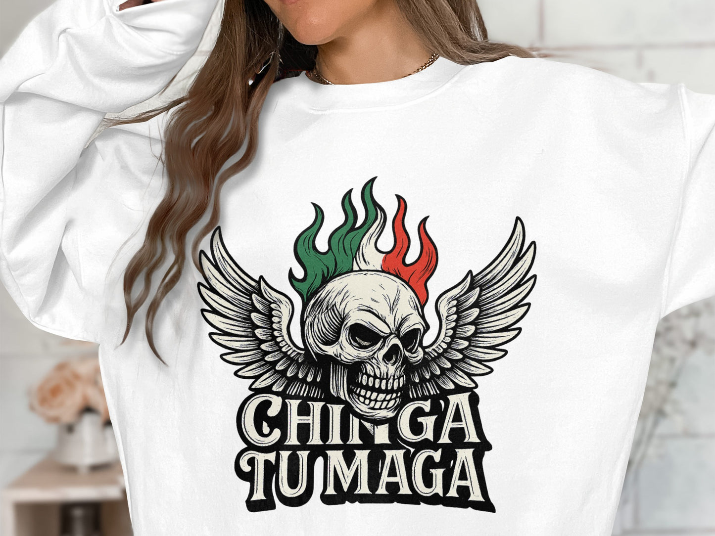 Chinga Tumaga Skull with Wings Sweatshirt product