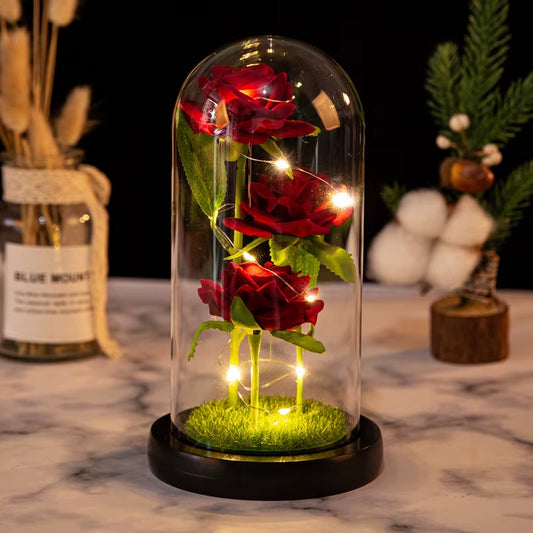 LED Galaxy Three Rose Artificial Flowers - Elegant Wedding Decor and Unique Gift for Valentine's Day and Mother's Day (Battery Not Included) - 1 Piece