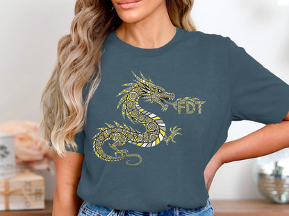 Elegant Dragon T-Shirt with Artistic Design product type