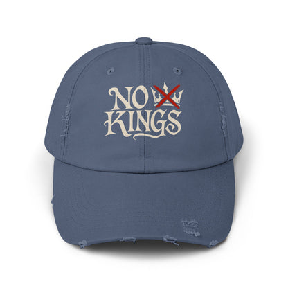 No Kings Embroidered Graphic Distressed Hat product type