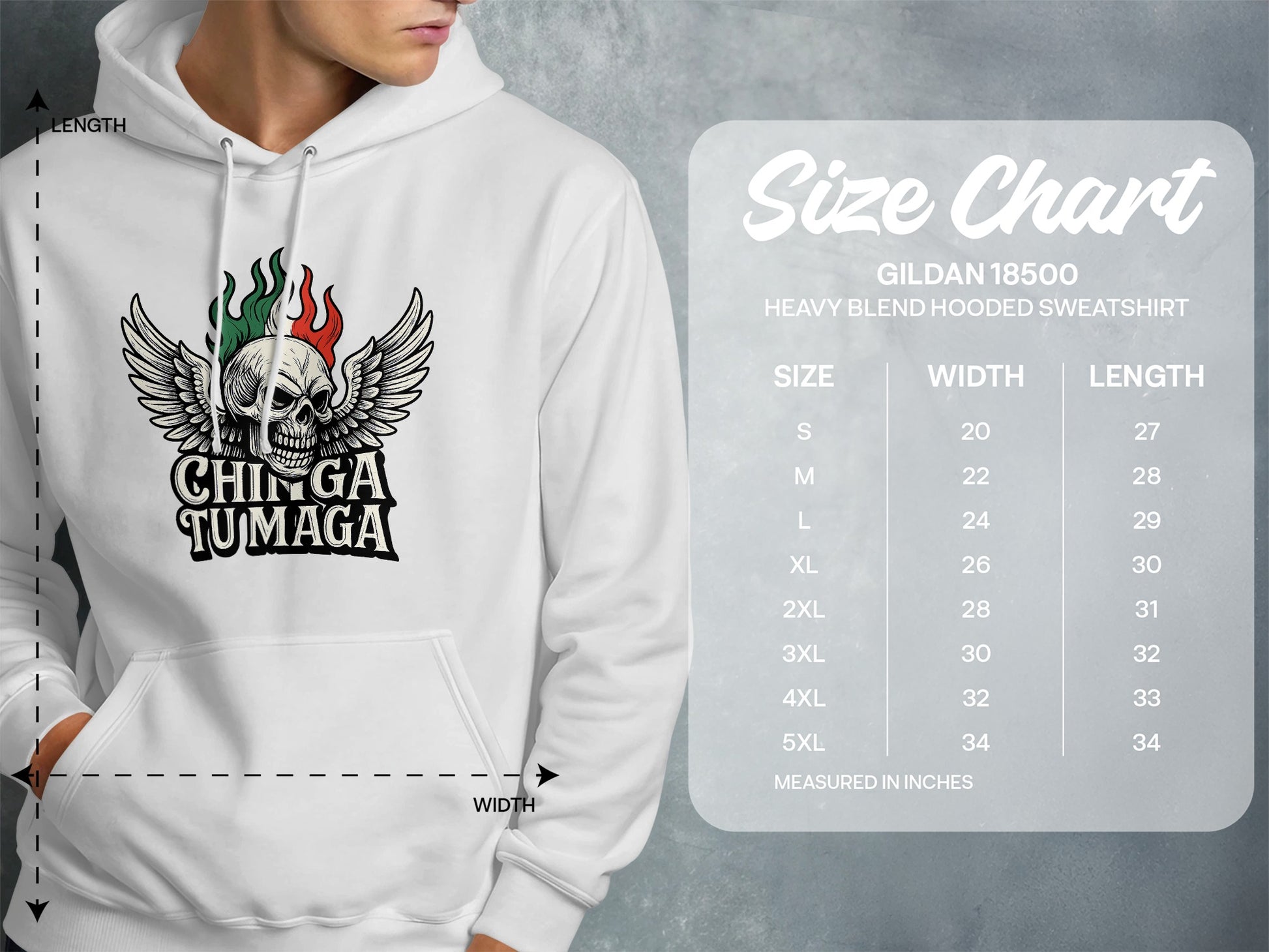 Winged Skull Design Gildan 18500 Hooded Sweatshirt product type