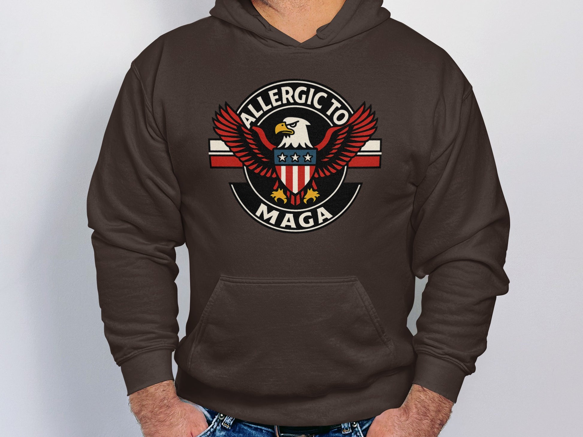 Allergic to MAGA Eagle Emblem Hoodie Product