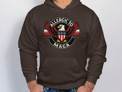 Allergic to MAGA Eagle Emblem Hoodie Product