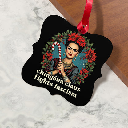 Chingona Claus Fights Fascism Christmas Ornament