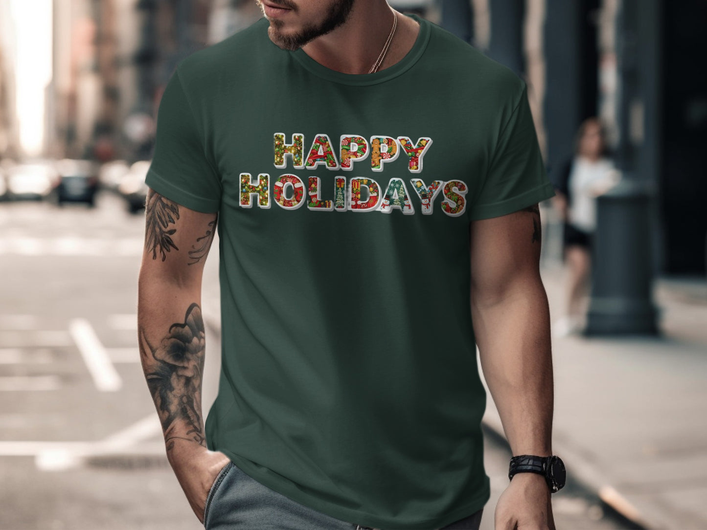 Happy Holidays Graphic Tee with Festive Design