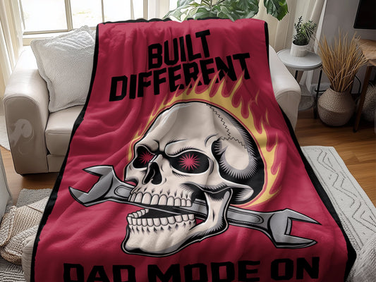 Built Different Skull Design Dad Mode On Blanket product