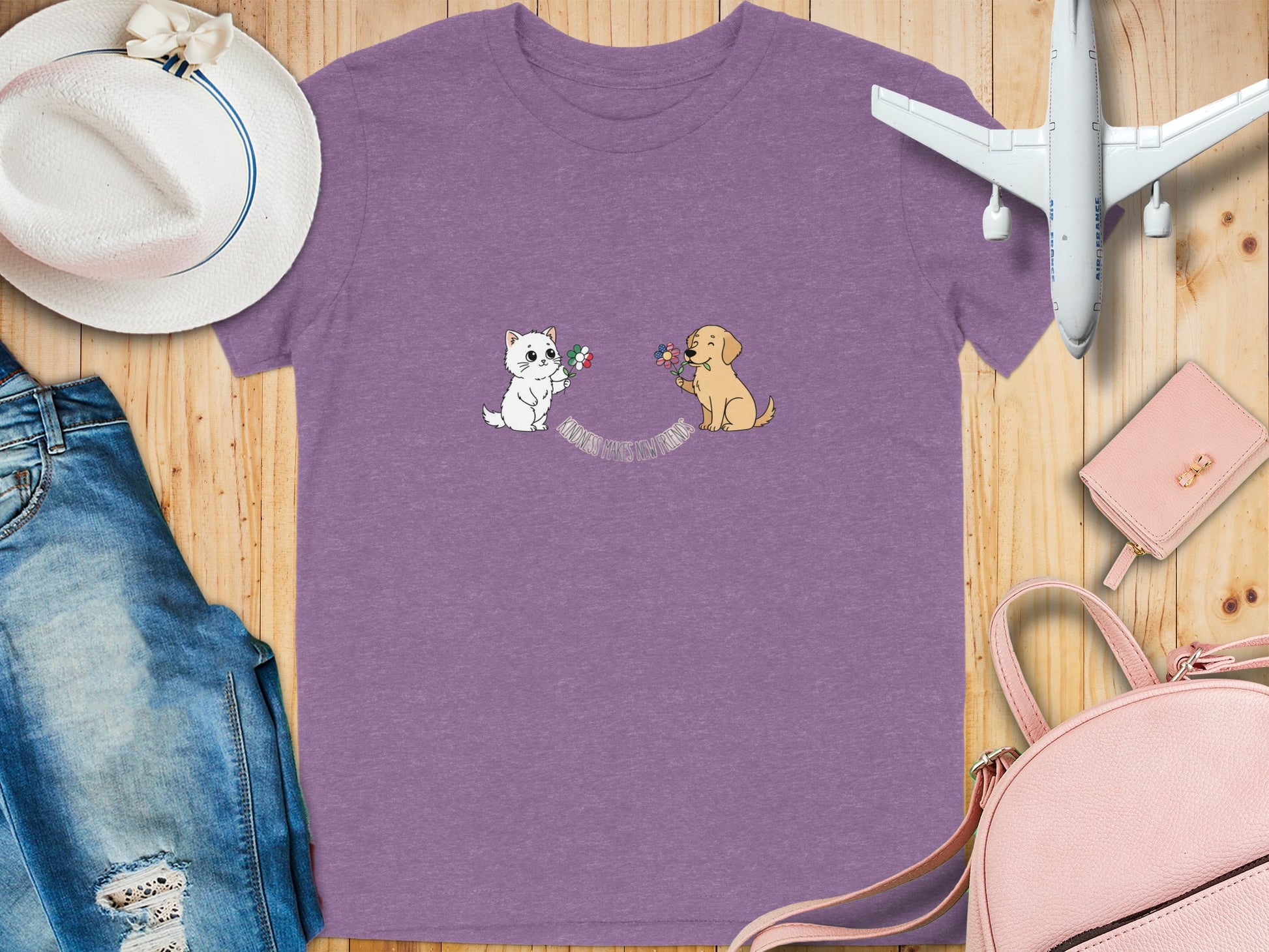 Playful Pups Holding Flowers Graphic Tee