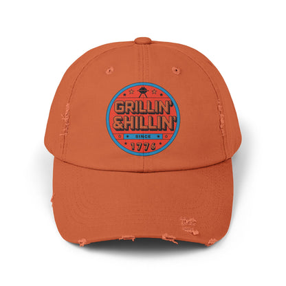 Grillin' Shillin' Unisex Distressed Cap - Casual Outdoor Hat for BBQ Lovers