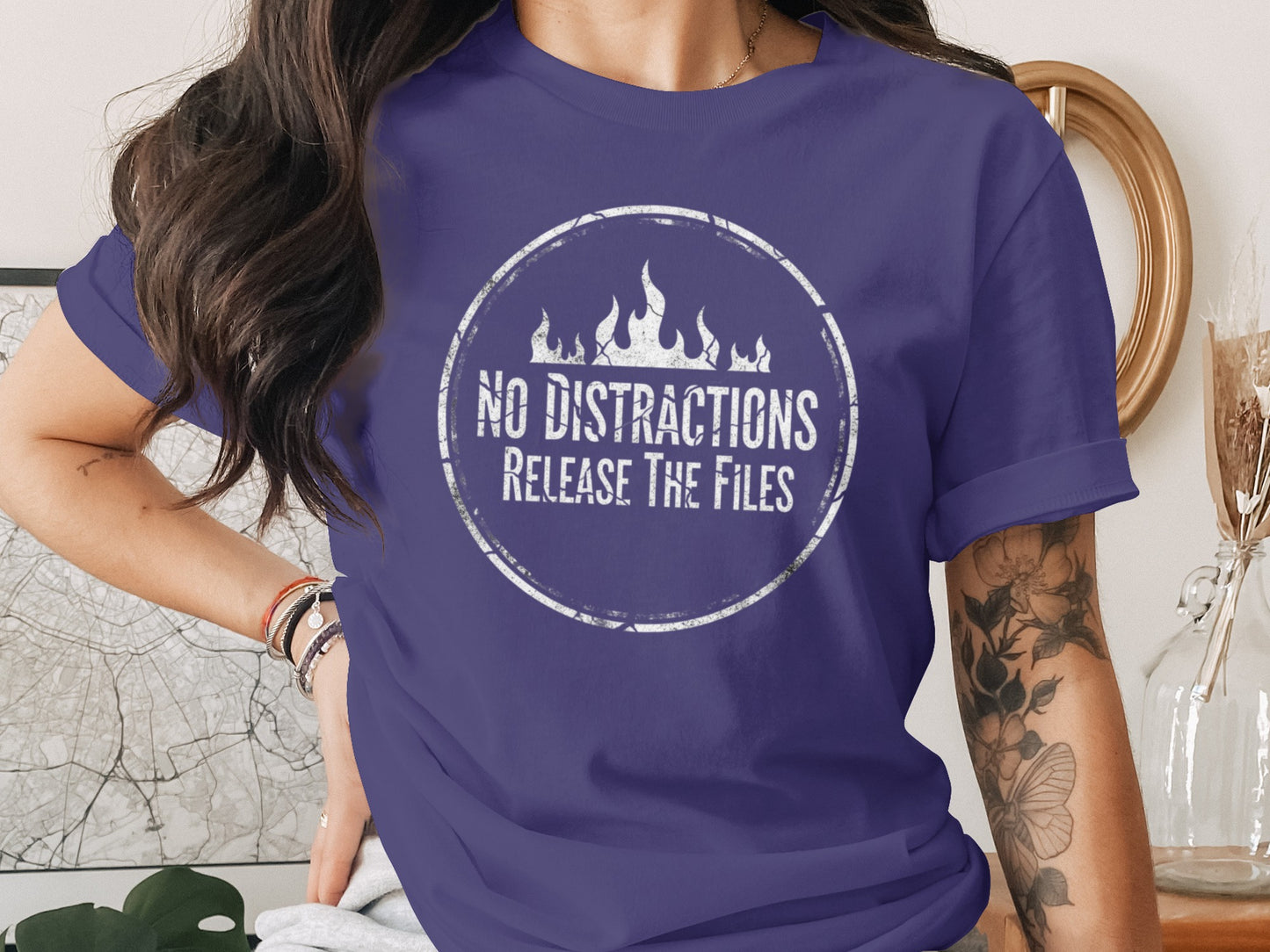No Distractions Release The Files Graphic Tee