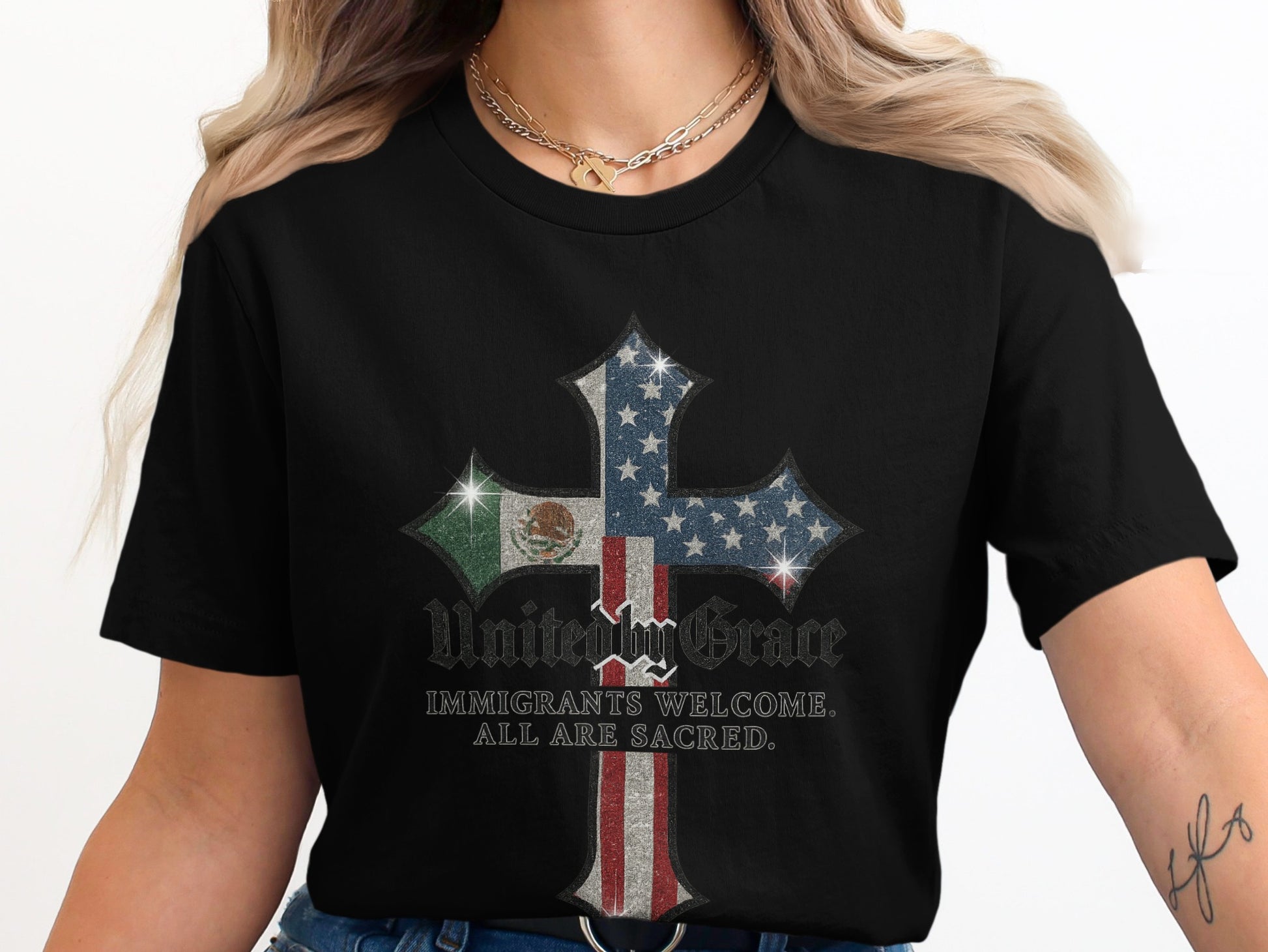 Immigrants Welcome All Are Sacred United By Grace product type