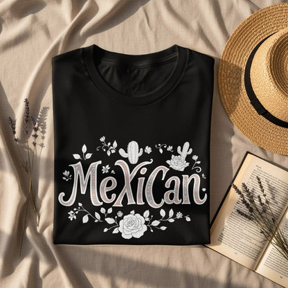 Mexican Cactus and Floral Print Black Shirt product type