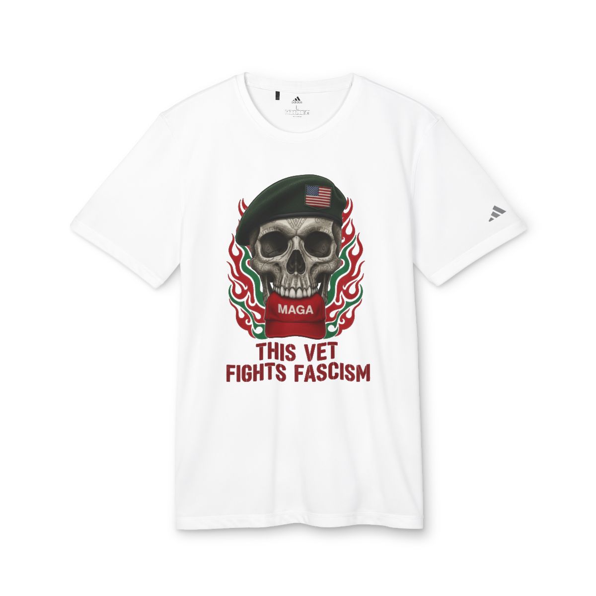 This Vet Fights Fascism Skull Graphic T-shirt