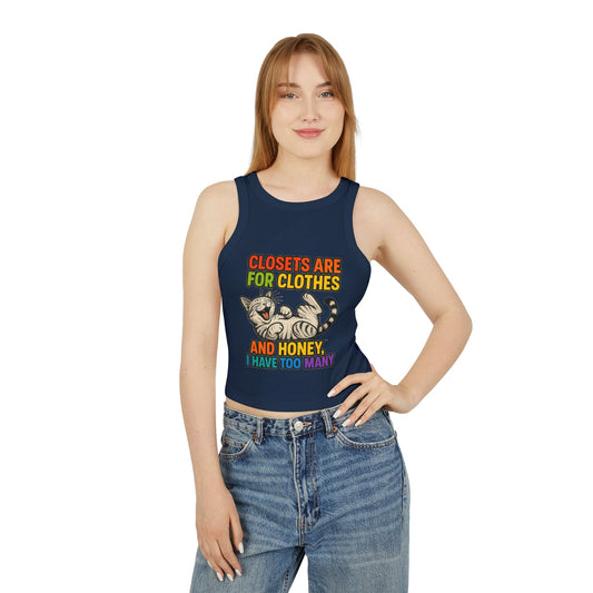 Pride Tank Top Funny Cat Love Women's Racer Tank Top - 'Closets Are For Clothes'