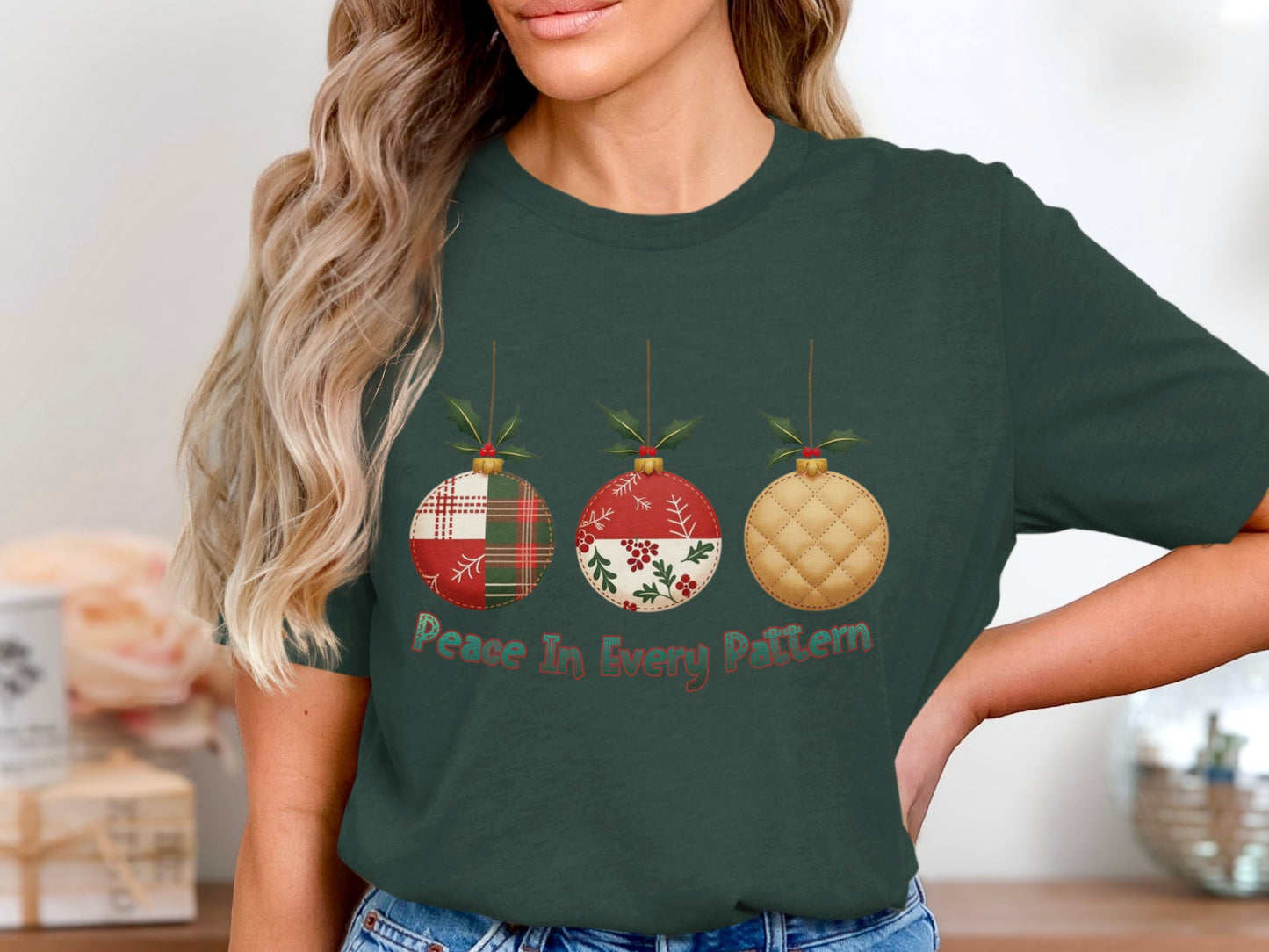 Peace In Every Pattern Christmas Ornaments Shirt