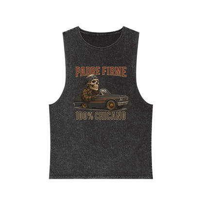 Chicano-Inspired Stonewash Tank Top, Vintage Vibe Tee, Perfect for Summer, Festival Wear, Ideal Gift for Music Lovers