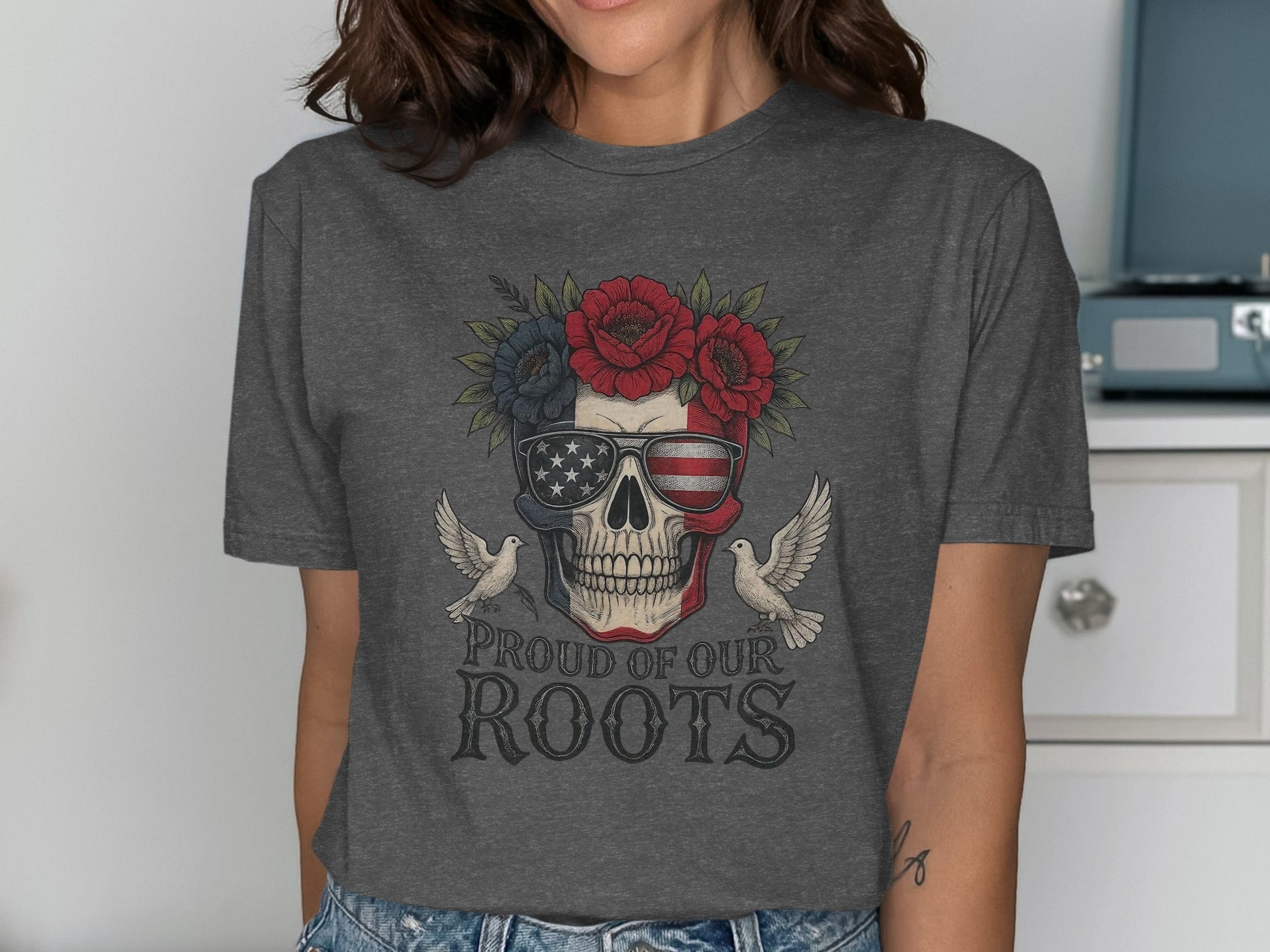 Proud of Our Roots Skull Design T-Shirt product type