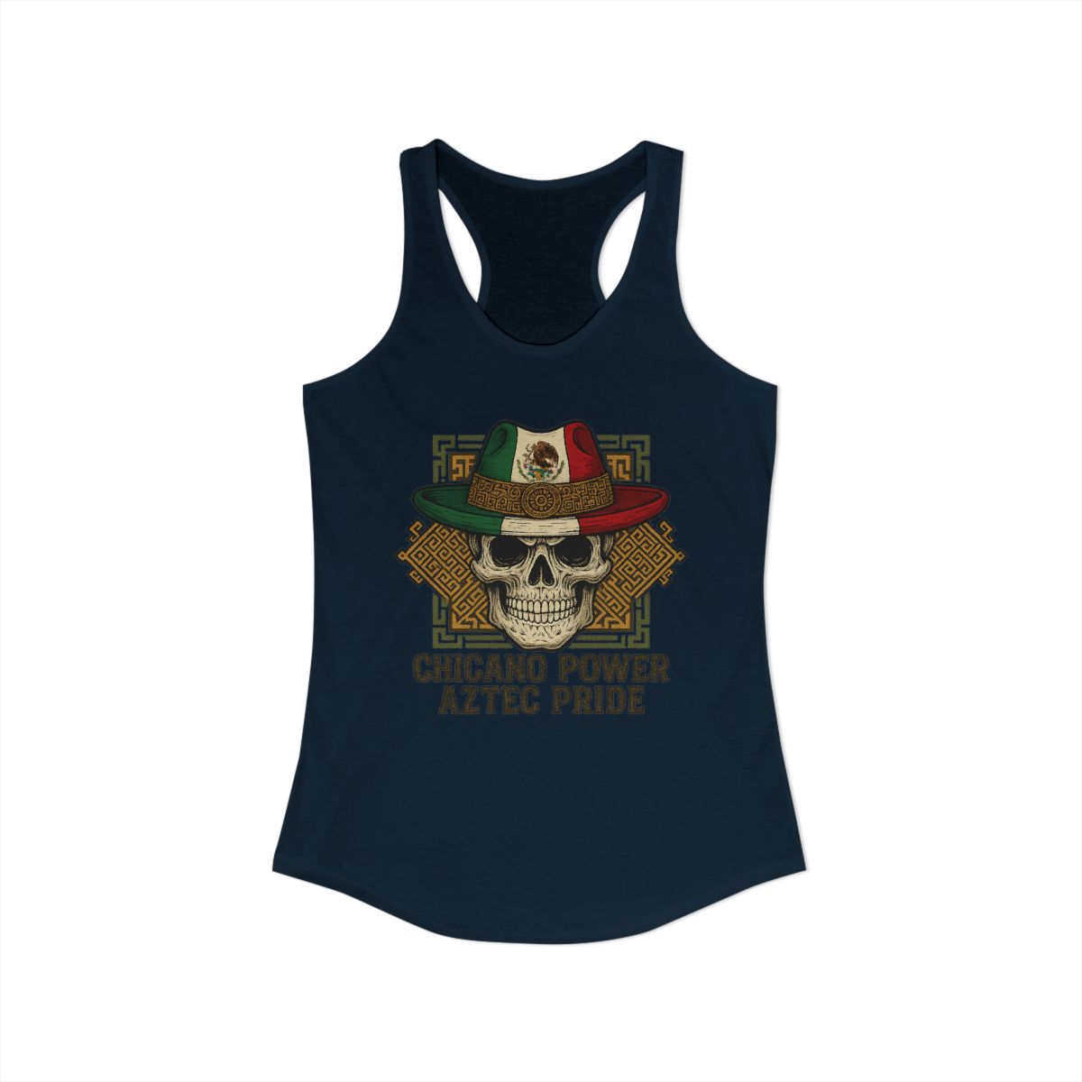 Chicano Power Aztec Pride Skull Design Tank Top