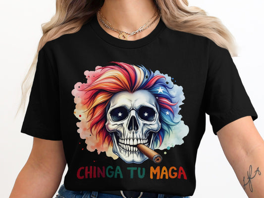 Colorful Skull with Cigar Graphic Tee product