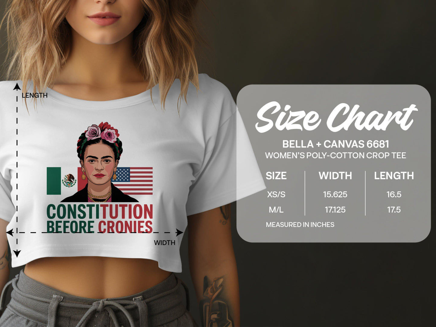 Frida Kahlo Constitution Beocre Cronies Women's Crop Tee product