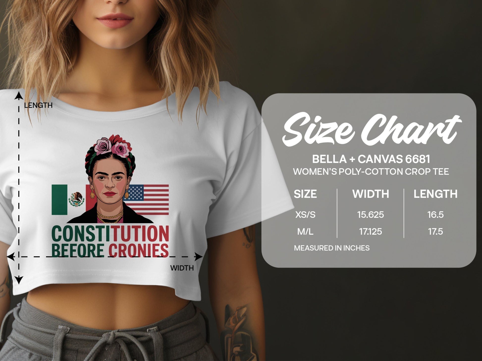 Frida Kahlo Constitution Beocre Cronies Women's Crop Tee product