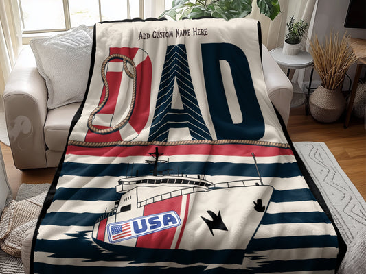 Customizable DAD USA Boat Design Blanket product