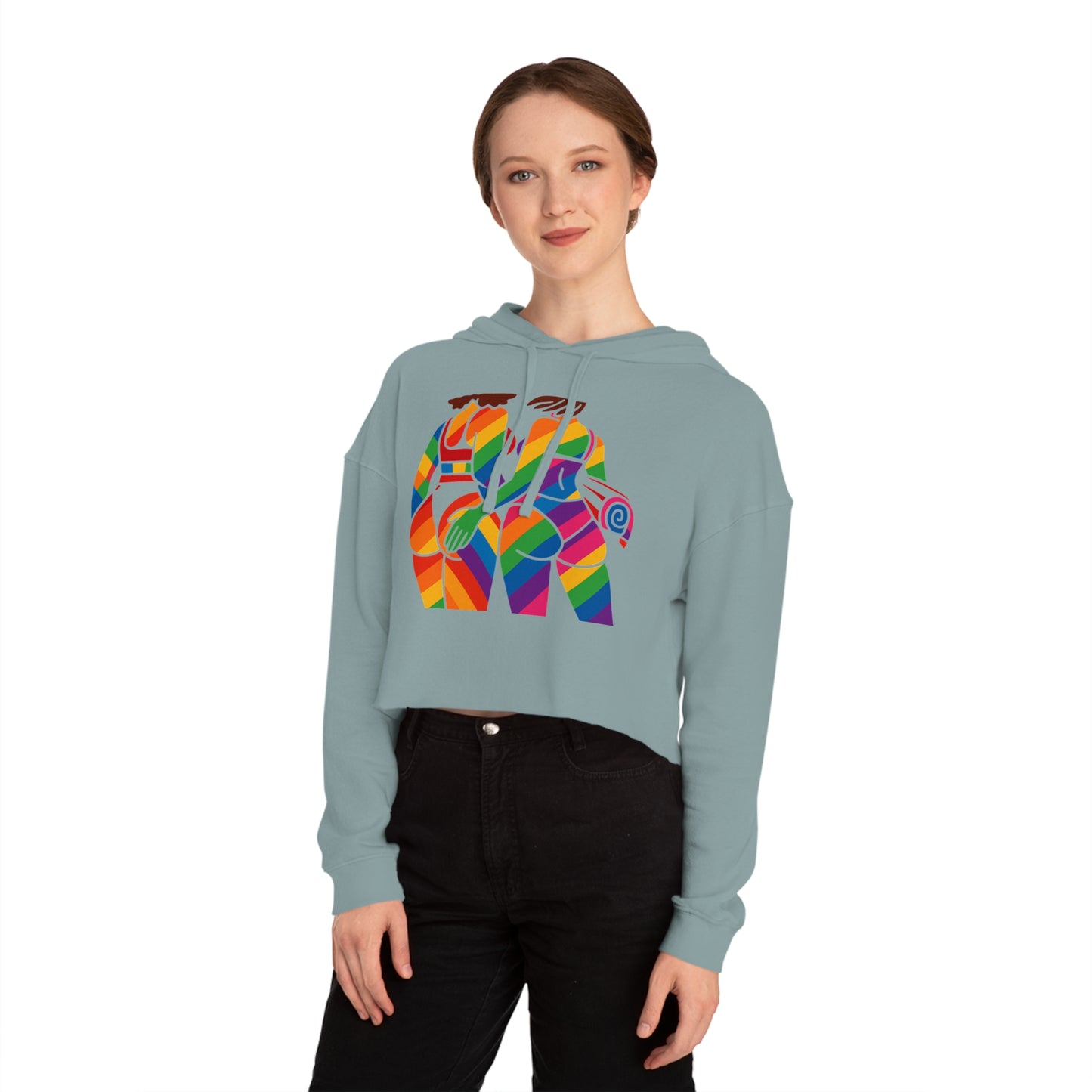 Pride Crop Top Colorful Women’s Cropped Hooded Sweatshirt - Embrace Diversity Design