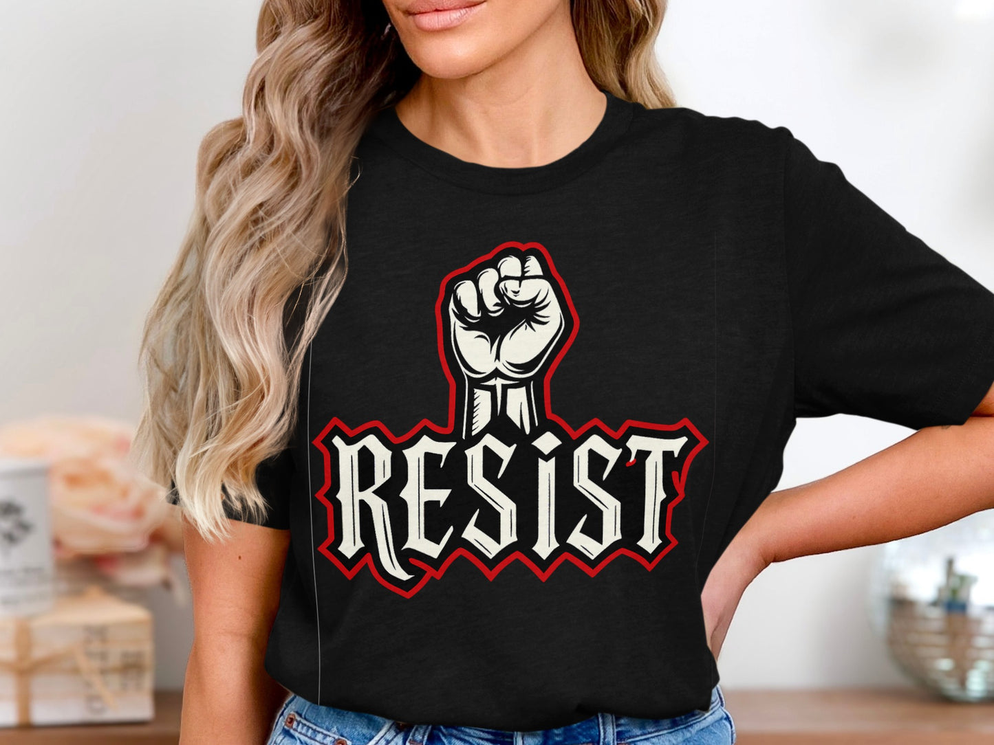 Resist Slogan with Raised Fist Graphic T-shirt product