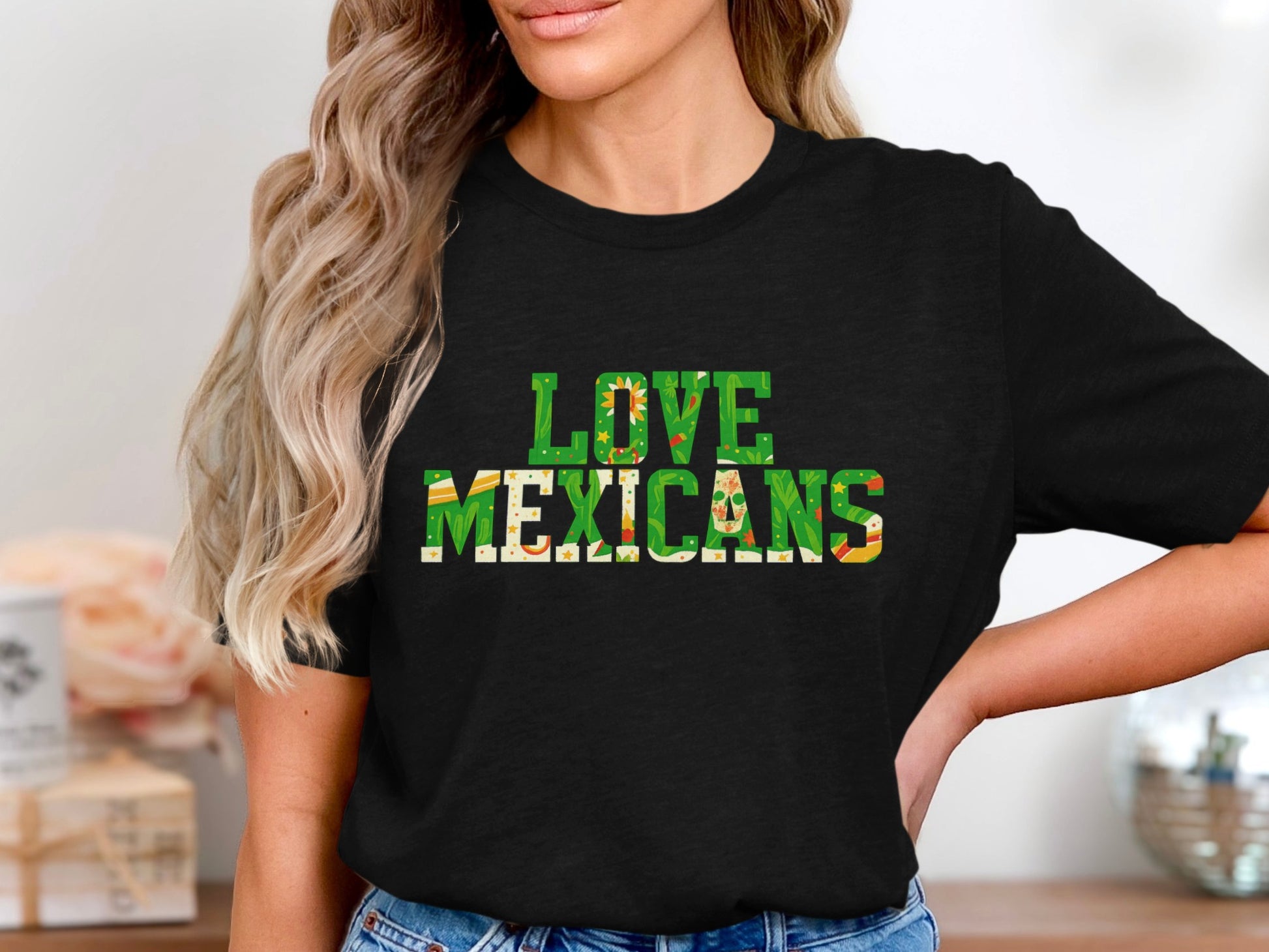Love Mexicans Graphic Casual Black T-Shirt product