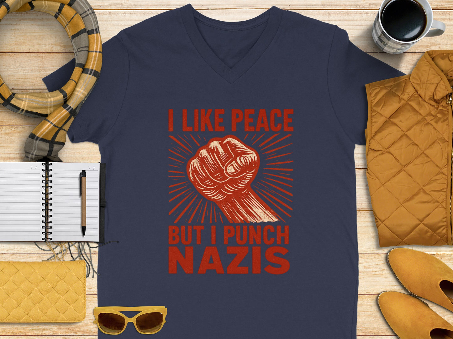 I Like Peace But I Punch Nazis T-shirt
