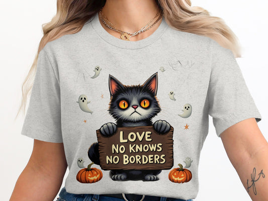 Love No Knows No Borders Cat Themed T-Shirt Product