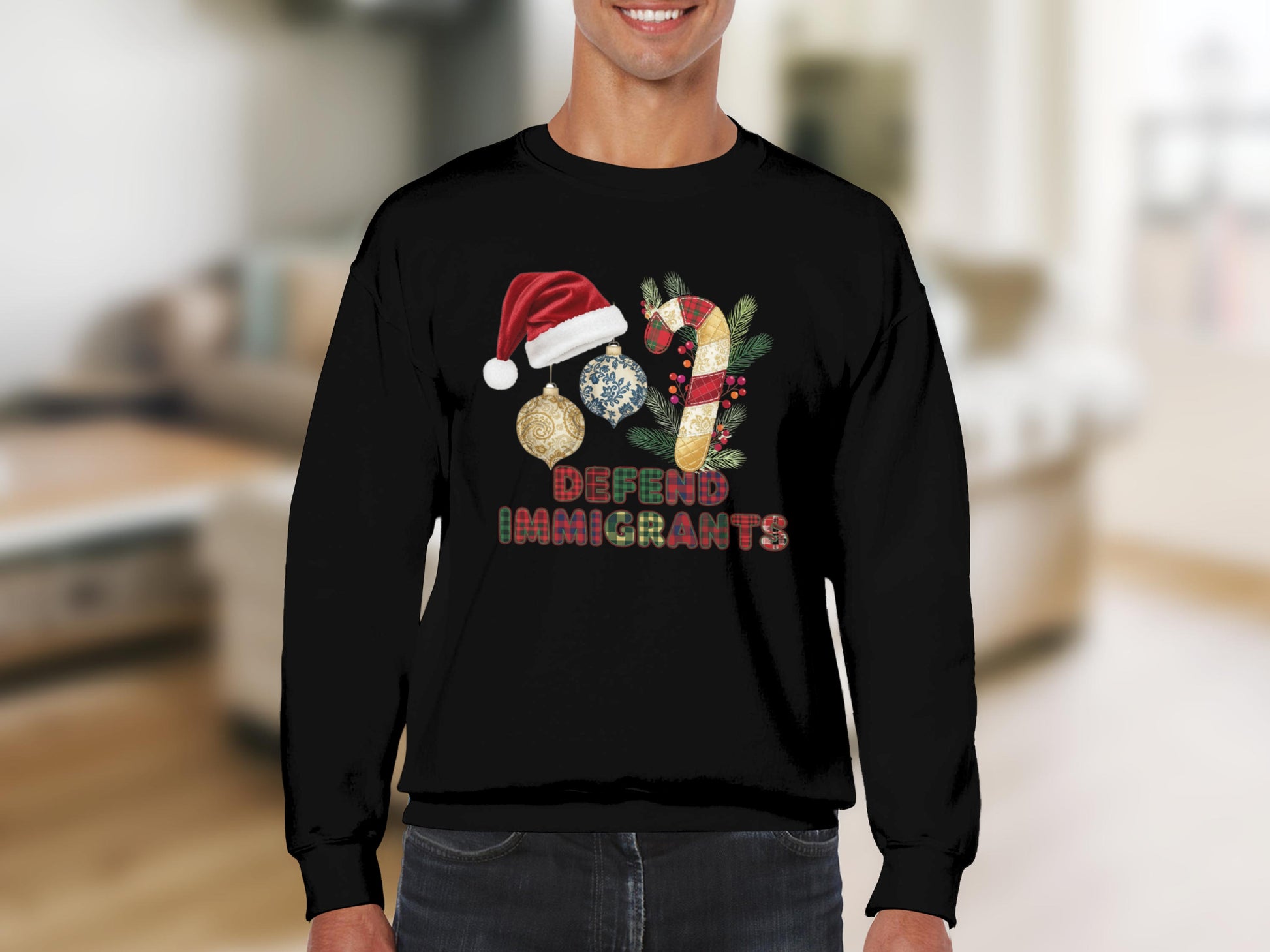 Defend Immigrants Holiday Themed Sweatshirt