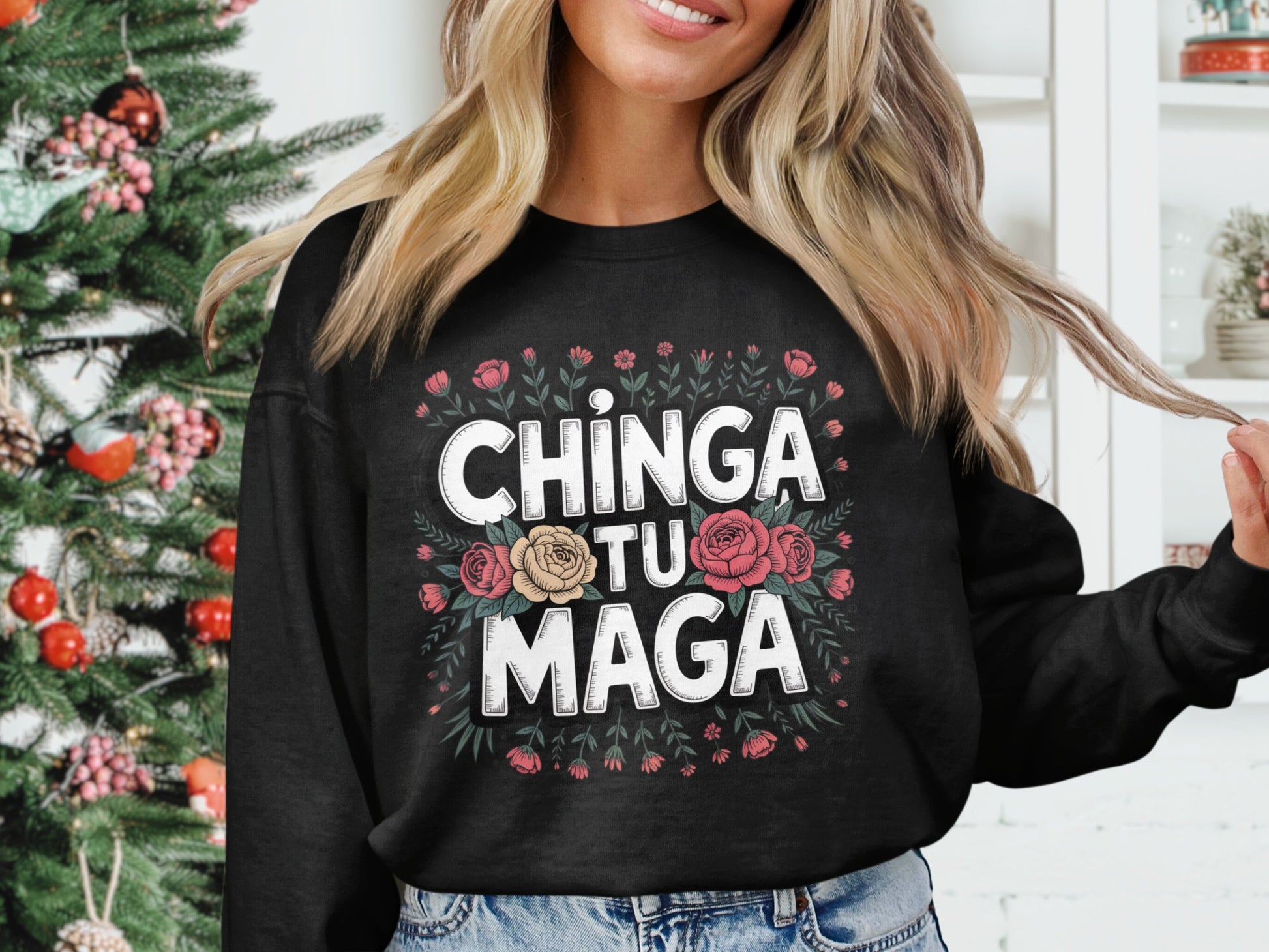 Stylish Sweater with Festive Floral Design product type
