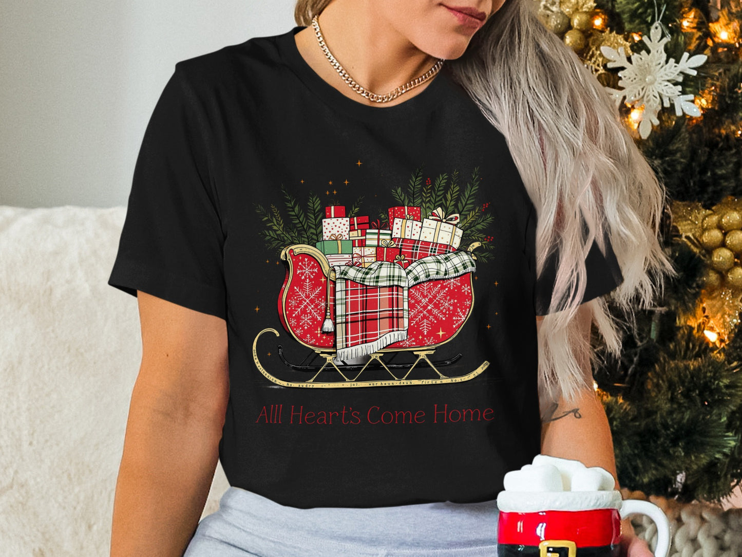 Festive Sleigh with Gifts and Trees Christmas Shirt