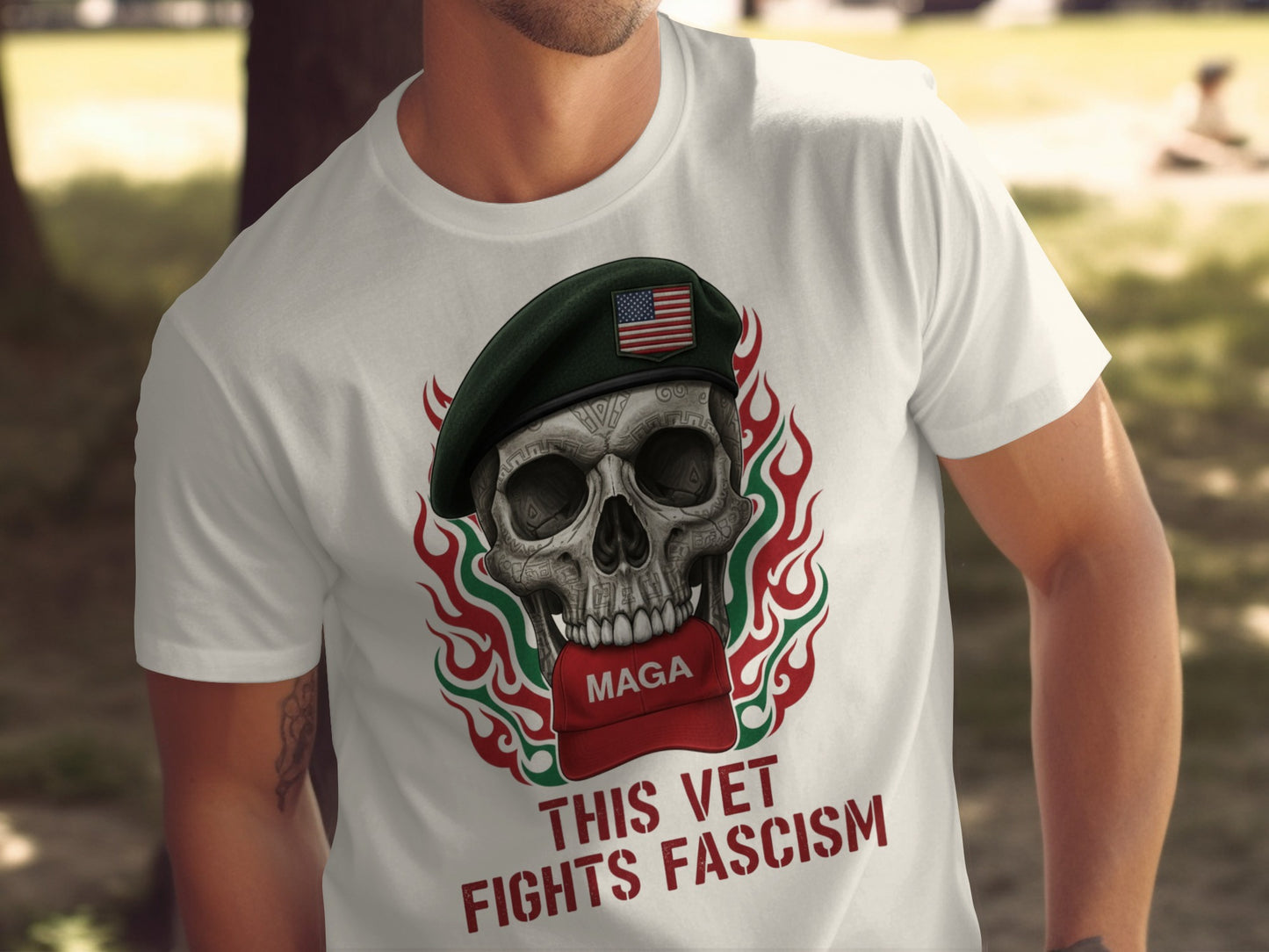 This Vet Fights Fascism Graphic T-Shirt