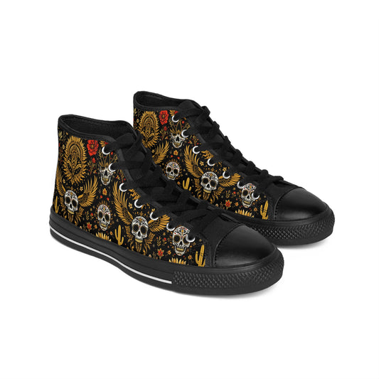 Boho Chic Classic Sneakers with Skull Design, Trendy Footwear, Unique Gifts for Her, Festival Style, Casual Shoes, Gothic Sneakers