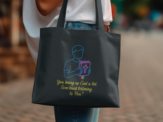 Thoughtful Quote Design on Black Tote Bag product