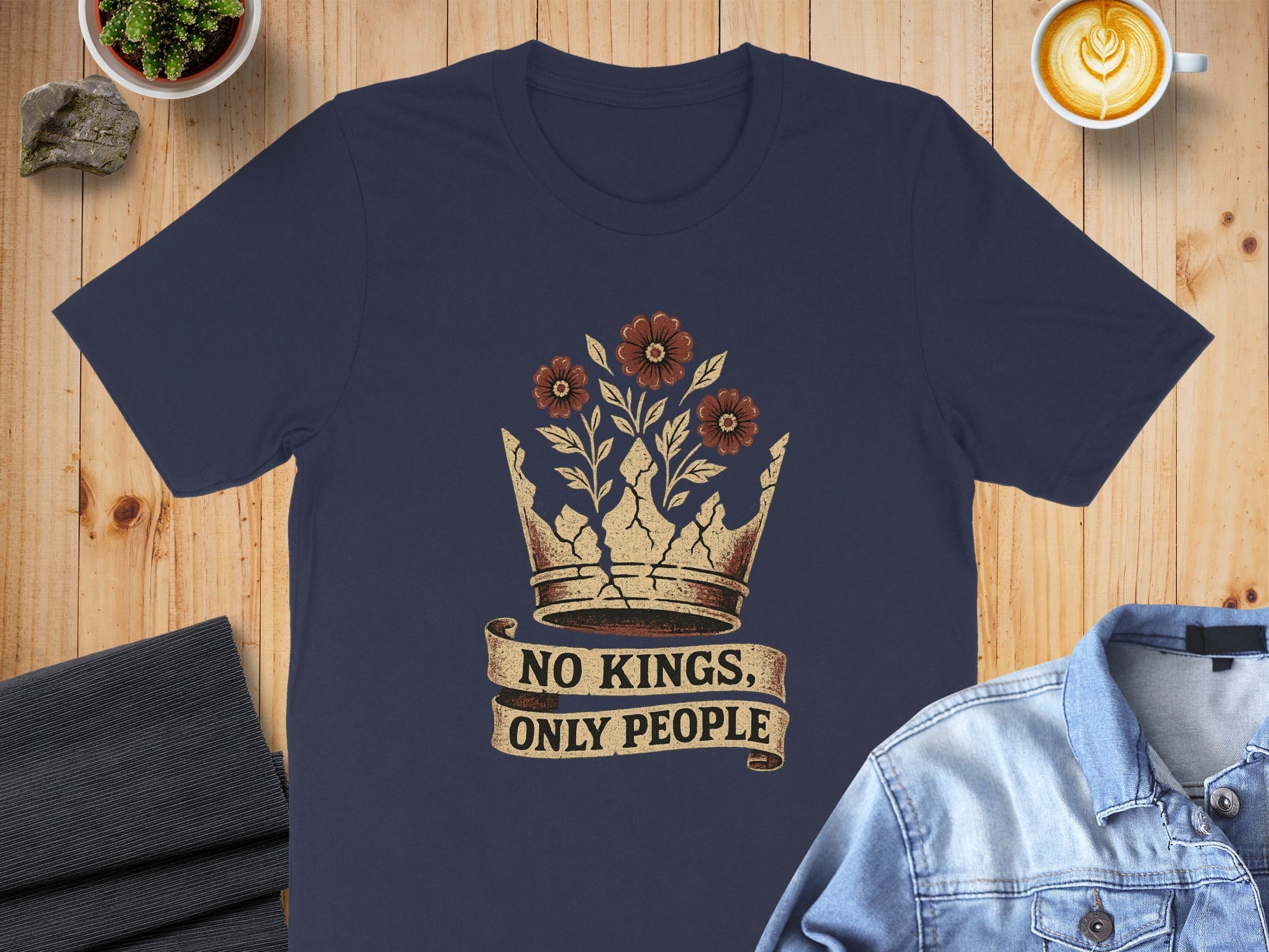 No Kings Only People Crown Flowers T-shirt product