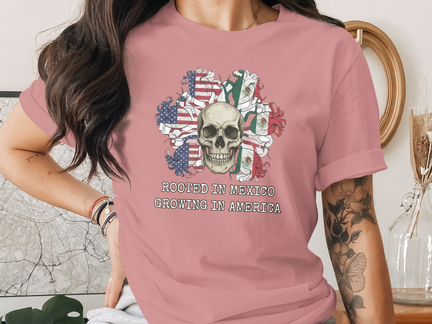 Rooted In Mexico Growing In America T-shirt