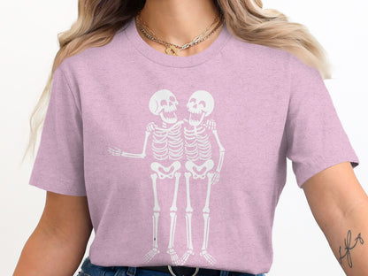 Cute Pastel Graphic Twin Skeletons T-Shirt product type