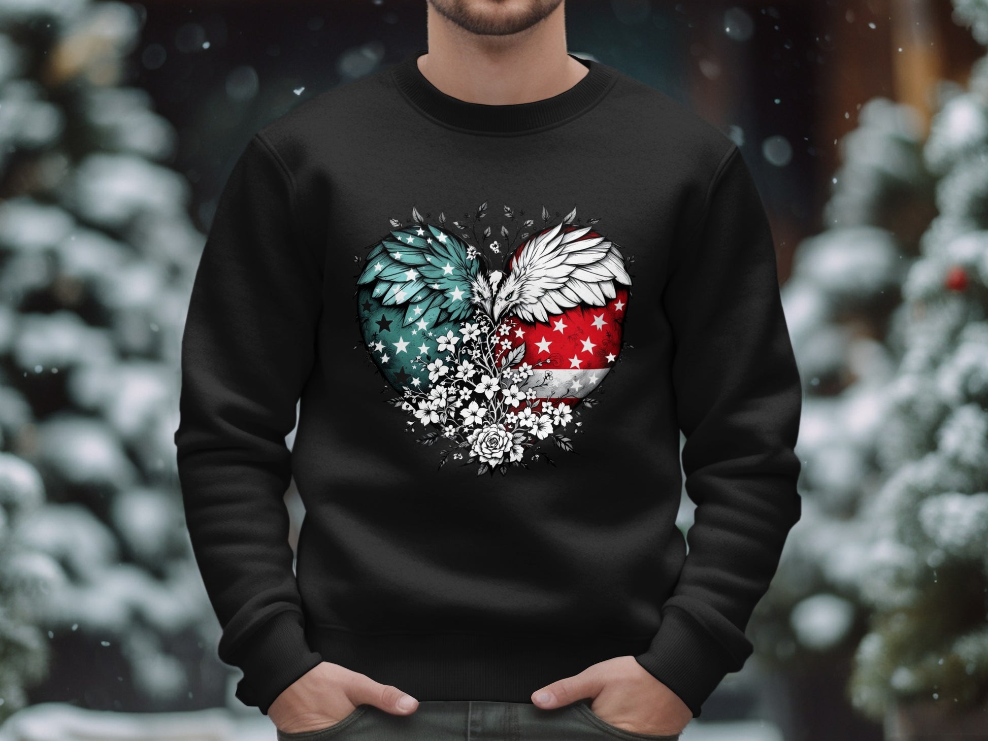 Heart with Wings American Flag Design Sweatshirt product
