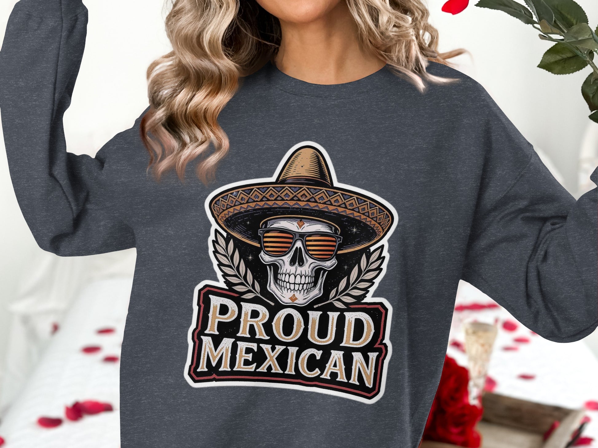 Proud Mexican Skull with Hat Long Sleeve Shirt product