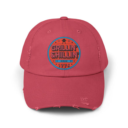 Grillin' Shillin' Unisex Distressed Cap - Casual Outdoor Hat for BBQ Lovers